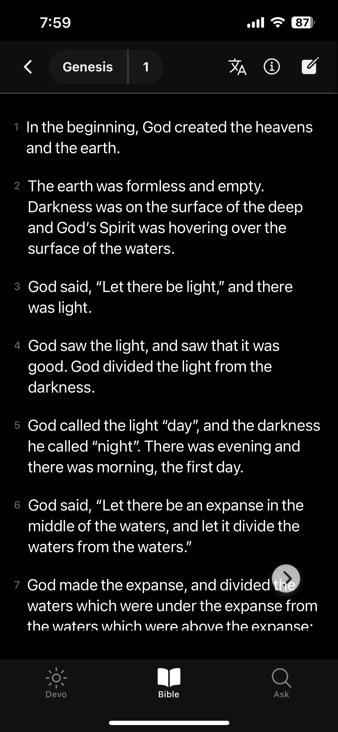 Bible Reading - Main View